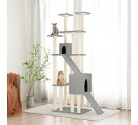 Homgoday Rascador para Gatos con Postes de sisal Gris Claro 190 cm, Árbol Rascador para Gatos, Torre de Gatos, Árbol para Gatos, Casita Juego para Mascota Mobiliario para Gatos Mascotas Animales
