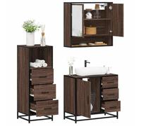 Homgoday Set de Muebles baño 3 pzas Madera contrachapada Roble marrón Mueble de Baño,Conjunto de Muebles de baño,Mueble de Baño Estrecho Modernos Muebles de baño Marrón Roble