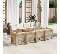 Homgoday Set de sofás de jardín con Cojines 9 pzas ratán sintético Beige Conjunto de Jardin Sofa Jardin Exterior Sofas Exteriores de terraza Beige Material Tejido de línea