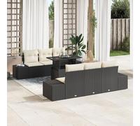 Homgoday Set de Sofás de Jardín de 7 Piezas con Cojines de Ratán Poliéster Negro Conjunto Jardin sofá,Sofa Exterior y Sillas,Conjunto Jardin Exterior, Conjunto Mesa y Sillas Jardin,Muebles Terraza