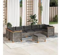 Homgoday Set de sofás de jardín y Cojines 8 Piezas ratán sintético Gris Muebles Jardin Exterior sofá Exterior para jardín, terraza, Exterior Material Tejido de línea