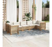 Homgoday Set sofás de jardín 7 Piezas y Cojines ratán sintético Beige Conjunto de Jardin Sofa Jardin Exterior Sofas Exteriores de terraza Beige Material Tejido de línea