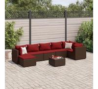 Homgoday Set sofás de jardín 8 Piezas y Cojines ratán sintético marrón Conjunto de Jardín Ratán con sillones y sofá con Mesa Auxiliar 3X Esquina + 3X centrales + Mesa + reposapiés