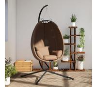 Homgoday Silla Colgante Huevo con Soporte Tela y Acero Gris Taupe Soporte para Macetas de Flores de Interior y Exterior para Decoración Hogar y Arreglo de Balcón de JardínTaupéTaupé Tipo2