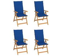 Homgoday sillas de Jardin sillas Jardin Exterior sillas terraza Exterior Sillas de jardín 4 uds Madera de Teca con Cojines Azul Royal