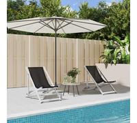 Homgoday Sillas de playa plegables 2 uds. negras de aluminio y textilene, sillas de exterior, muebles de jardín, muebles de exterior, patio, terraza, decoración