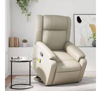Homgoday Sillón de masaje con ayuda para levantarse, sillón de televisión, sillón relax con función reclinable, sillón para personas mayores, sillón tapizado, para salón, color crema