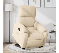 Homgoday Sillón de relax con ayuda para levantarse, sillón de relax con función reclinable, sillón de pie para personas mayores, sillón tapizado, para salón, color crema, tejido de microfibra