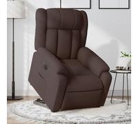 Homgoday Sillón eléctrico reclinable elevable de Tela marrón Oscuro Sillón de Masaje Silla Relax para Televisión Sofá Individual Butaca para Salón Dormitorio Cine