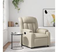 Homgoday Sillón reclinable de Cuero sintético Crema Sillón de Masaje Silla Relax para Televisión Sofá Individual Butaca para Salón Dormitorio Cine
