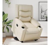 Homgoday Sillón reclinable elevable Cuero Artificial Color Crema Sillón de Masaje Silla Relax para Televisión Sofá Individual Butaca para Salón Dormitorio Cine Crema