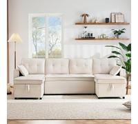 Homgoday Sofá Cama Extra Largo U Convertible - Diseño Espacioso para 4-5 Personas, Tela Cómoda y Estructura Resistente