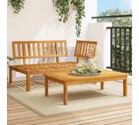 Homgoday Sofa Jardin Conjunto Jardin Sofa Jardin Exterior Set de sofás de palets de jardín 2 pzas Madera Maciza de Acacia Modelo Esquina + Mesa Marrón