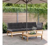 Homgoday Sofa Jardin Conjunto Jardin Sofa Jardin Exterior Set de sofás de palets de jardín y Cojines 3 pzas Madera Acacia Color Madera Marrón Claro Antracita