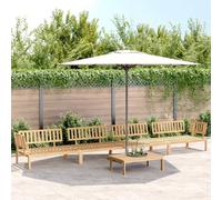 Homgoday Sofa Jardin Exterior Set de sofás de palets de jardín 5 pzas Madera Maciza de Acacia Marrón Muebles Jardin Exterior con Cojines Modelo 2X Esquina + 2X centrales + Mesa Marrón Claro