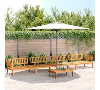 Homgoday Sofa Jardin Exterior Set de sofás de palets de jardín 5 pzas Madera Maciza de Acacia Marrón Muebles Jardin Exterior con Cojines Modelo 2X Esquina + 2X centrales + Mesa Marrón Oscuro