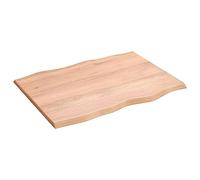 Homgoday Solid Oak Wood Tabletop, Light Brown, 80 x 60 x 2 cm, Live Edge Design, Replacement for Coffee Mesa, Dining Mesa, Desktop, Kitchen Countertop