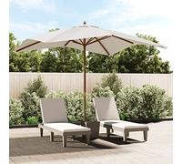 Homgoday Sombrilla de jardín Poste de Madera Color Arena 300x300x273 cm, Parasol para terraza jardín Sombrilla Playa Protección Solar Sombrillas Casa y jardín