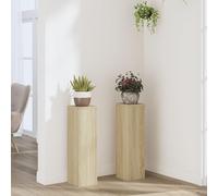 Homgoday Soporte para plantas, 2 unidades, soporte para flores, columna decorativa para plantas, taburete para flores, mesa para macetas, mesa de pedidos, roble Sonoma, 17 x 17 x 60 cm, material de