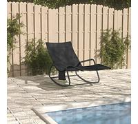 Homgoday Tumbona de Acero y textilene Negra Tumbona Jardin tumbonas Jardin Exterior Sillón de Relajante