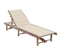 Homgoday Tumbona de jardín con cojín de bambú, tumbonas para tomar el sol, sofá cama muebles, tumbona de piscina, tumbona de jardín modelo 3061634