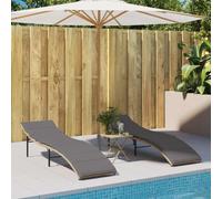 Homgoday Tumbona de jardín con cojines, 2 unidades, con cojines, tumbona de jardín con respaldo ajustable en 3 posiciones, tumbona de jardín, tumbona de relax para exteriores, para 2 personas, color