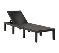 Homgoday Tumbona de plástico antracita, para tomar el sol, sofá cama muebles, tumbona de piscina, tumbona de jardín