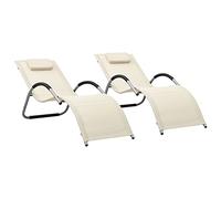 Homgoday Tumbona de textileno, 2 piezas, color crema y gris, para tomar el sol, sofá cama muebles, tumbona de piscina, tumbona de jardín