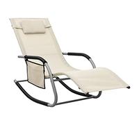 Homgoday Tumbona para tomar el sol, de textileno, color crema y gris, para tomar el sol, sofá cama muebles, tumbona de jardín, modelo 310506