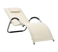 Homgoday Tumbona para tomar el sol, de textileno, color crema y gris, para tomar el sol, sofá cama muebles, tumbona de jardín, modelo 310514