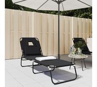 Homgoday Tumbona plegable negra de tela Oxford y acero, tumbonas para tomar el sol, sofá cama muebles, tumbona de piscina, tumbona de jardín