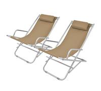 Homgoday Tumbonas reclinables 2 Unidades Acero Gris Topo Tumbona Jardin tumbonas Jardin Exterior Tumbona de Playa Sillón de Relajante