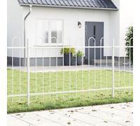 Homgoday Valla Metálica Decorativa para Jardín,Valla de Jardín para Exteriores Patio Césped Jardín Macizo de Flor Cerca de jardín con Parte Superior de Arco Blanca 6,8x0,8 m de Acero