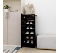 Homgoday Zapatero negro de 32 x 35 x 92 cm, de aglomerado, mueble para zapatos, organizador para zapatos, ahorra espacio para pasillo