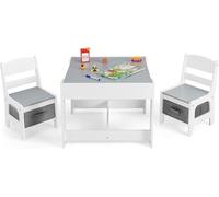 HOMGX Juego de Escritorio de Actividades 3 en 1 para niños, Juego de Mesa y Silla para niños con Pizarra extraíble y cajones de Almacenamiento, Juego de Muebles para niños pequeños para Aprender,