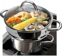 HOMICHEF Juego de 3 Vaporeras para Todo Tipo de Alimentos - Olla para Vapor de Verduras en Acero Inoxidable Sin Níquel (Cesta Vaporera para Verduras Grande de 24 cm con Tapa + Olla Vaporera de 20 cm)