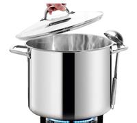 HOMICHEF Olla Grande de Acero Inoxidable Sin Níquel Con Tapa (29 cm, 15,1 L) - Pulida Como Espejo - Para Sopa Pesada - Inducción Para Utensilios de Cocina Saludables