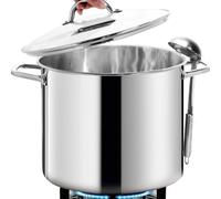 HOMICHEF Olla Grande de Acero Inoxidable Sin Níquel Con Tapa (31 cm, 18,9 L) - Pulida Como Espejo - Para Sopa Pesada - Inducción Para Utensilios de Cocina Saludables