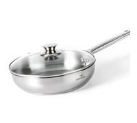 HOMICHEF Sartén Saltear de Acero Inoxidable Sin Níquel de 24.1 cm Apta para Inducción y Horno - Sartén de Acero Inoxidable Premium Pulido Espejo - Sartenes Saludables No Tóxicas