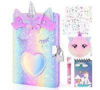 homicozy Diario Secreto Niña, Diario Unicornio con Cerradura para Niñas, Cuaderno de Peluche con Bolígrafo de 10 colores para Niñas de 6-14 Años, Diario Infantil con Llave, Regalo de Cumpleaños