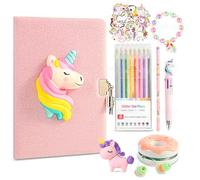 homicozy Diario Secreto para Niñas, 64 Pcs Papelería Niños Diario con Candado, 160pp Doble-cara A5 Cuaderno, Regalos Unicornio para Niñas 6-12 Años