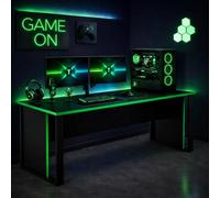 Homidea Vortex - Mesa de juegos de 150 cm, mesa para videojuegos con marco estable, escritorio de PC para configuración de juegos, mesa de ordenador para habitación juvenil, oficina y oficina en casa