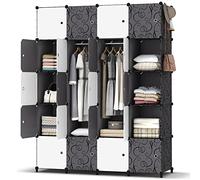 Homidec, Armario guardarropa modular portátil, 20 cubos de armario de plástico con 3 barras para colgar ropa, 35 x 45 cm, cubo más profundo, mueble de dormitorio para montar