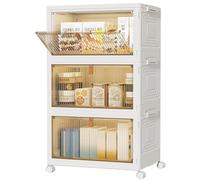 HOMIDEC Cajas Almacenaje Plástico, Cajas Almacenaje para Ropa con Tapa, Cajas Apilables con Ruedas, 22L, Pack de 3, Ideales para Snacks, Juguetes, Libros, Oficina o Ropa, Blanco Nieve