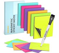 HOMiDEK Notas adhesivas magnéticas reutilizables (paquete de 30 unidades, 3 x 3 pulgadas), etiquetas magnéticas de borrado en seco con marcador, notas fáciles de publicar para pizarra blanca, nevera,