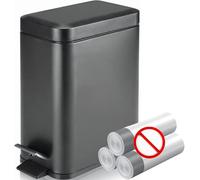 Homie Bote de basura rectangular de 5 litros con cierre suave, forro y tapa antideslizantes, para uso como mini cesto de basura, cubo de basura delgado o decoración en el baño (negro mate)