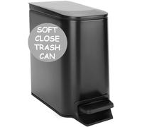 Homie Cubo de basura delgado de cierre suave de 6 litros con forro antideslizante y tapa, úsalo como mini cesta de basura, cubo de polvo delgado o decoración en baño, baño, cocina o dormitorio (negro