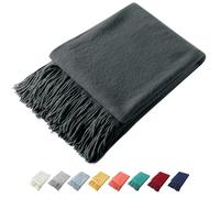 Homiest Manta Decorativa de Punto con Flecos, Tejido acrílico Ligero, Borla Suave y acogedora para sofá, Cama (Gris carbón, 50 x 60 Pulgadas)
