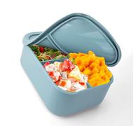 Homiflex Fiambrera de Silicona 3 Compartimentos 1250ml Bento Box Fiambrera Infantil y Adultos - Lunch Box Sin BPA, Anti-Fugas, Apta Microondas y Lavavajillas - Ideal Trabajo, Escuela, azul