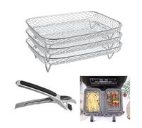 Homiflex Rejilla para Freidora de Aire - 3 Piezas de Acero Inoxidable 304 Accesorios Airfryer con Clip, Compatible con AF300UK/Freidoras Dobles, Horno, Deshidratador y Más